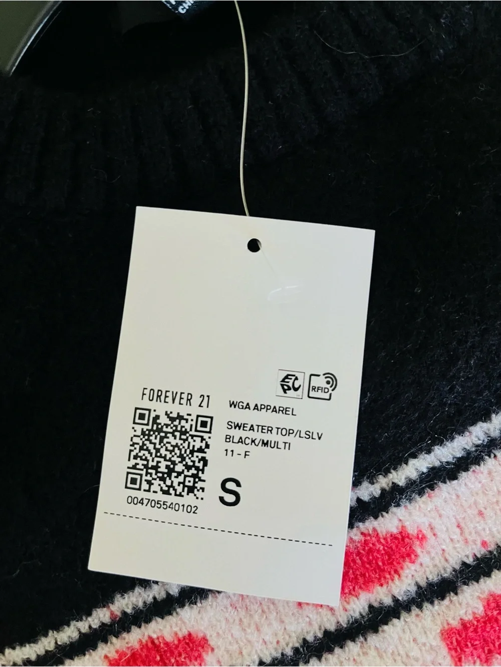 NWT Forever 21 black floral crewneck sweater S - Picture 6 of 10